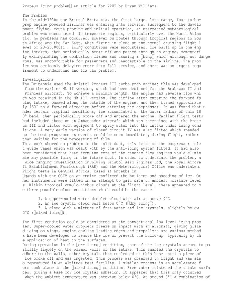 Proteus Icing Problem PDF Ice Rain