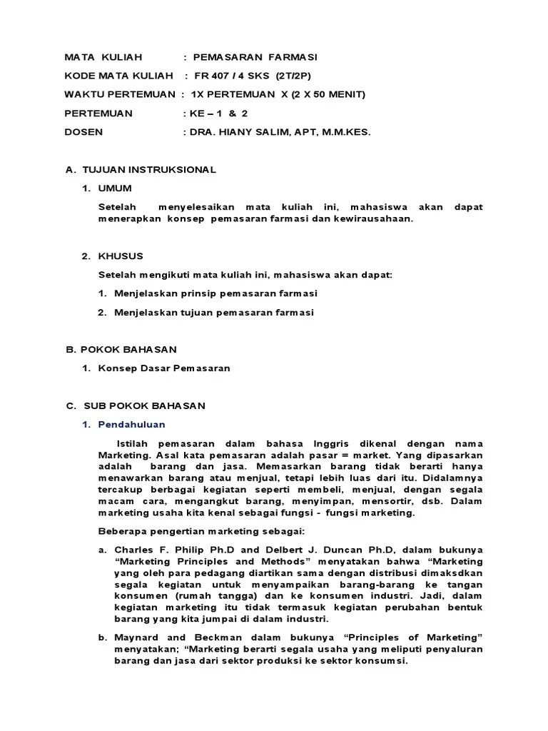 Pemasaran Farmasi Kuliah Hs PDF
