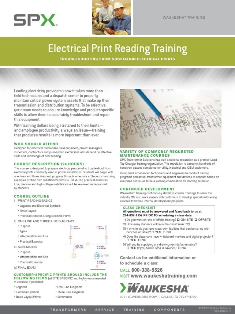 Electrical Print Reading Training Electrician Electrical Substation