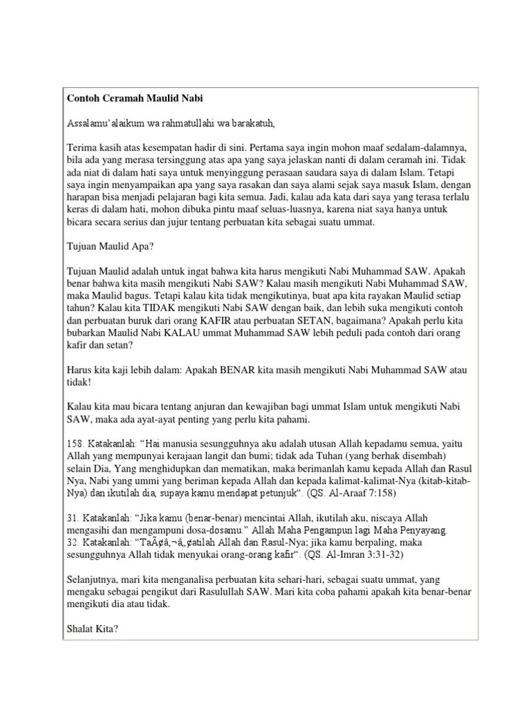 Contoh Ceramah Maulid Nabi | PDF