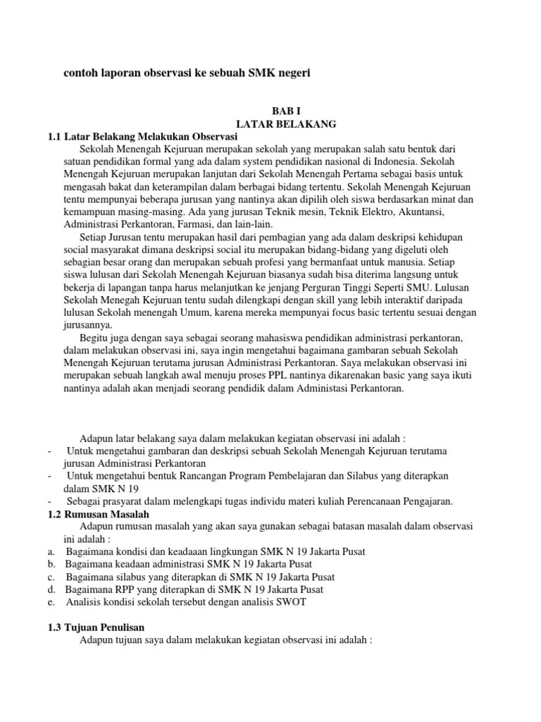 Contoh Laporan Hasil Observasi Usaha Kecil