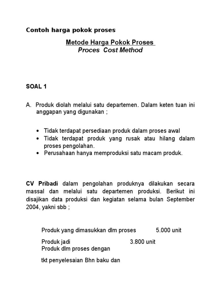 Contoh Soal Harga Pokok Proses | PDF