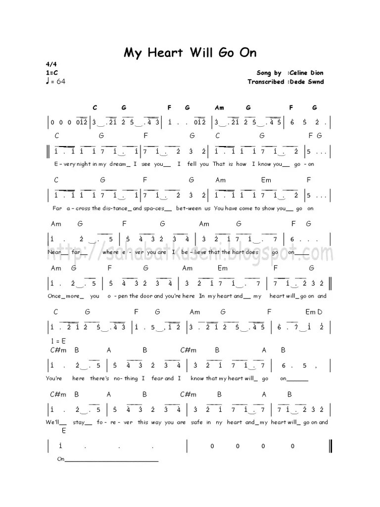 Not Angka My Heart Will Go On - Celline Dion | PDF | Entretenimento (Geral)