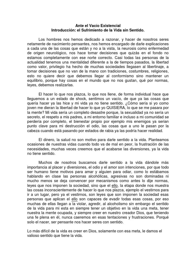 Ante el Vacío Existencial Prof Consuelo Duran Sufrimiento