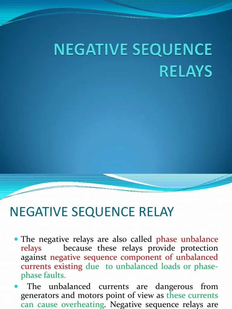 Negative Sequence Relays PDF Electrical Impedance Relay