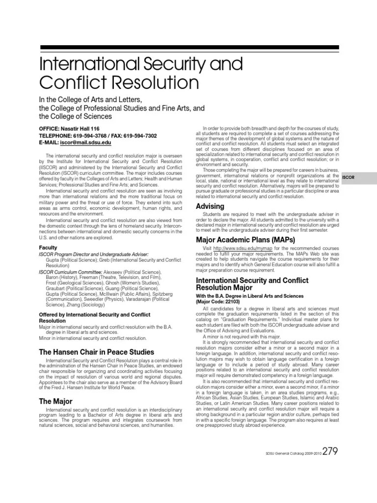 International Security and Conflict Resolution PDF International