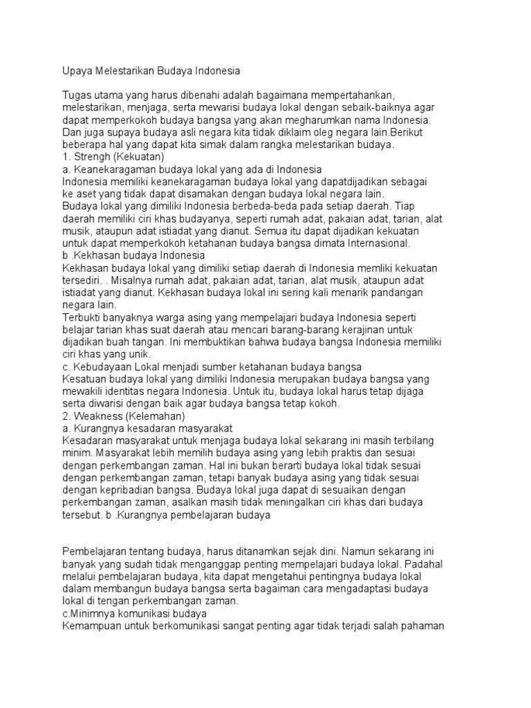Upaya Melestarikan Budaya Indonesia | PDF