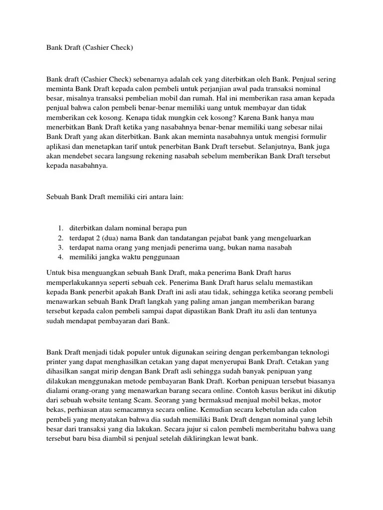 Pengertian Bank Draft | PDF