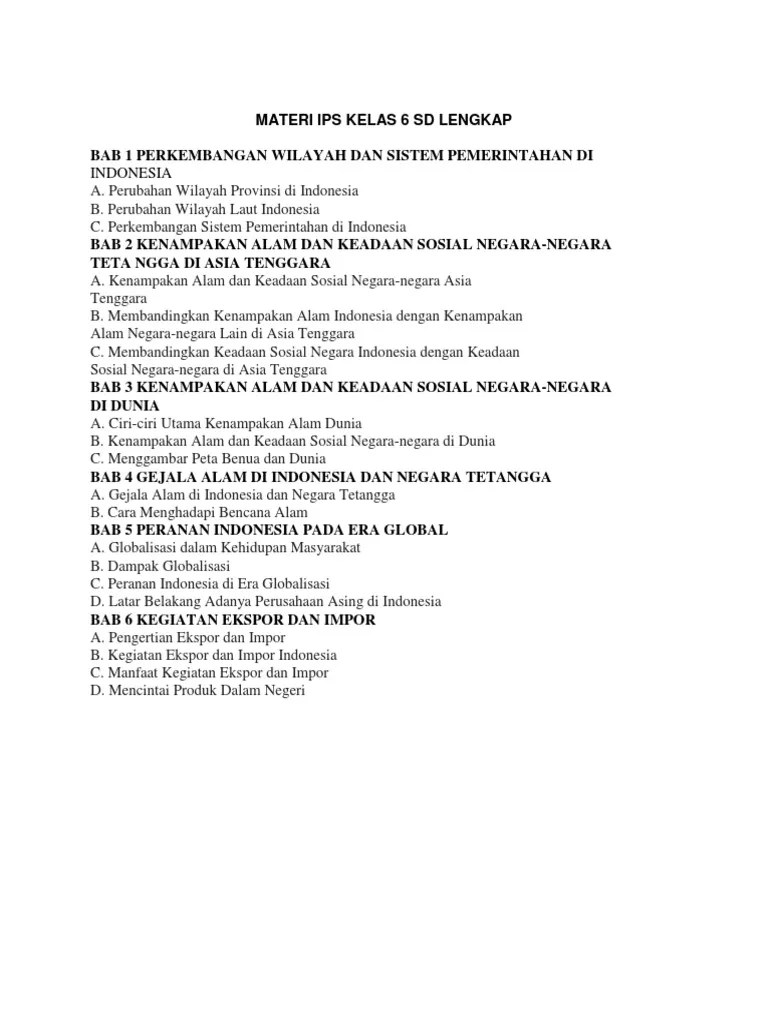 Materi Ips Kelas 6 Sd Guru Paud