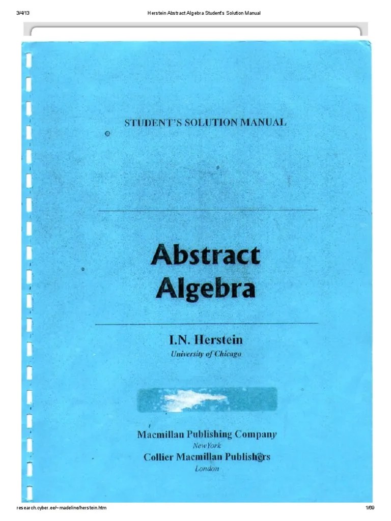 Herstein Abstract Algebra Student�s Solution Manual