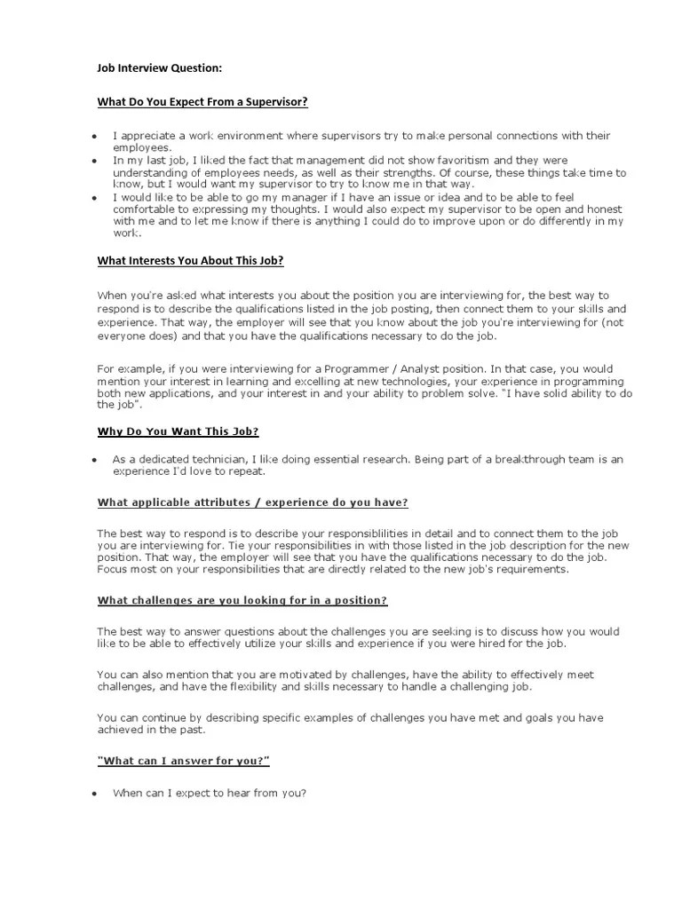 Job Interview Question and Answers PDF Job Interview Employment