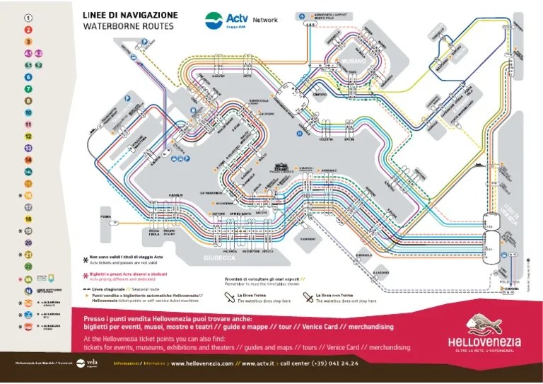 Venedig Transport Karte Public transport map of Venice