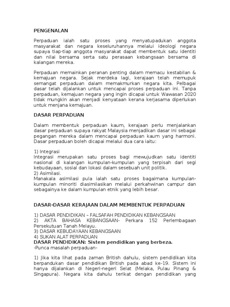 Perpaduan Nasional Memacu Kemajuan Negara