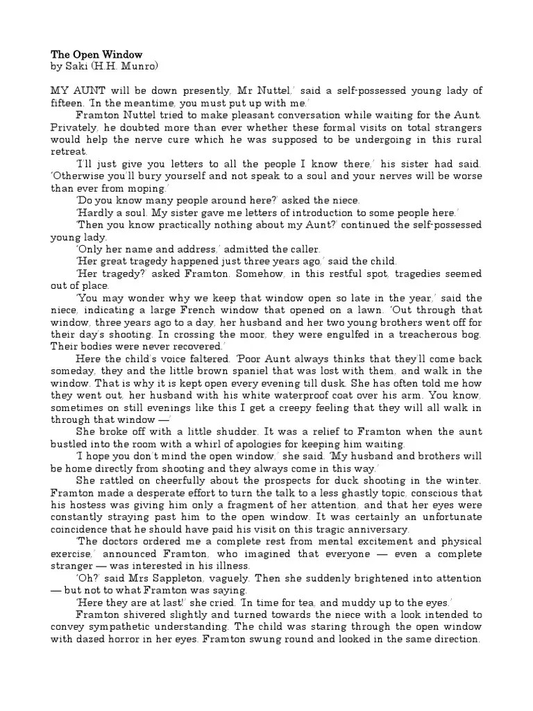 The Open Window by Saki Saki