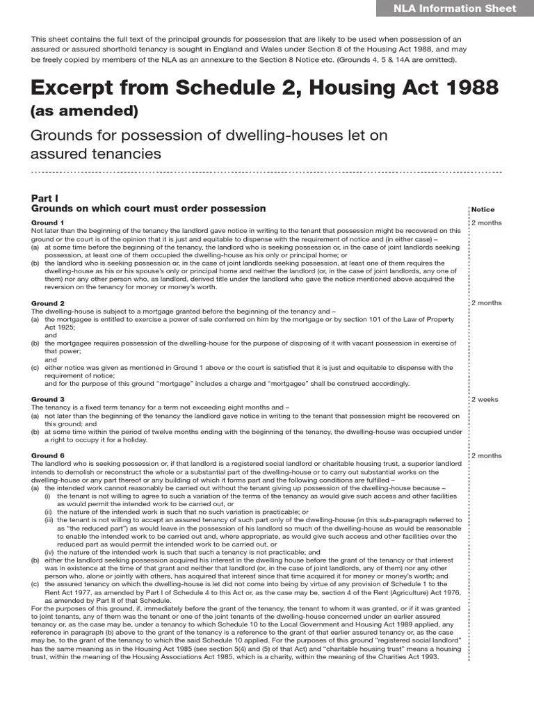15 Section 8 Grounds For Possession PDF Leasehold Estate Lease