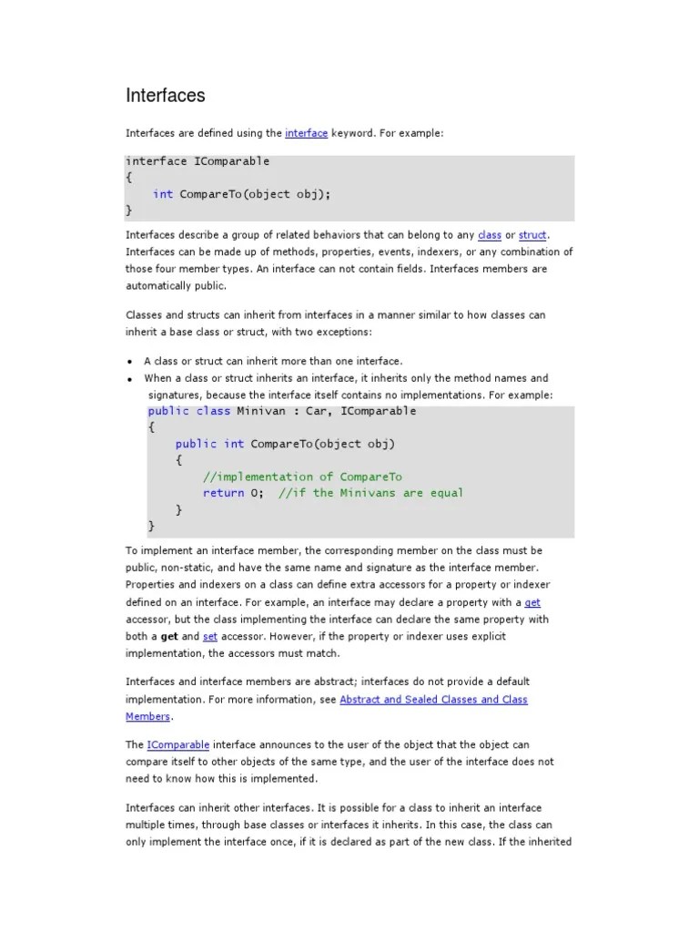 Interfaces in C Defining, Implementing, and Explicitly Implementing Interface Members PDF