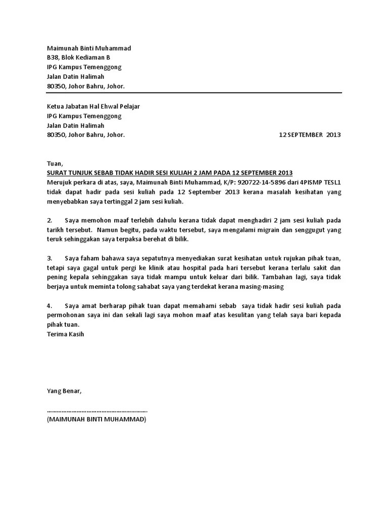 Surat Tunjuk Sebab In English Flaqstyp