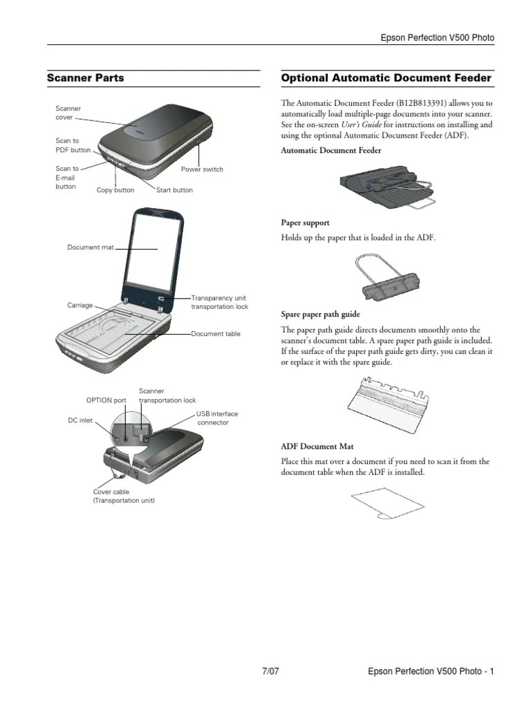 Scanner Parts Optional Automatic Document Feeder PDF Image Scanner