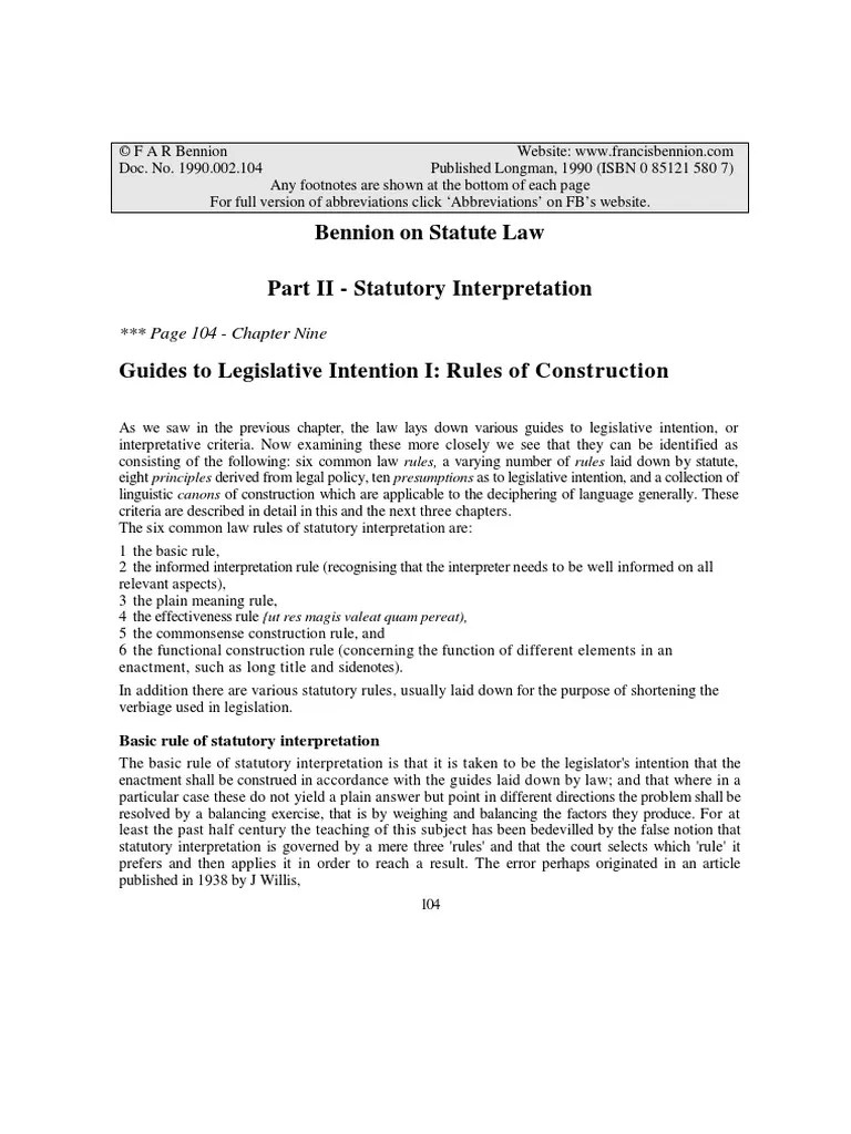 1990 002 104 Statute Law pt2 ch9 PDF PDF Statutory Interpretation