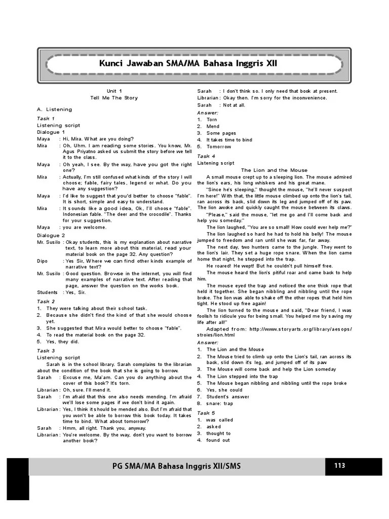 Kunci Jawaban Lks Bahasa Inggris Kelas 12 Semester 1 Kurikulum 2013
