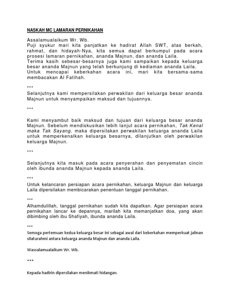 Kumpulan Contoh Susunan Acara Lamaran Bahasa Jawa - Kumpulan Contoh Teks MC