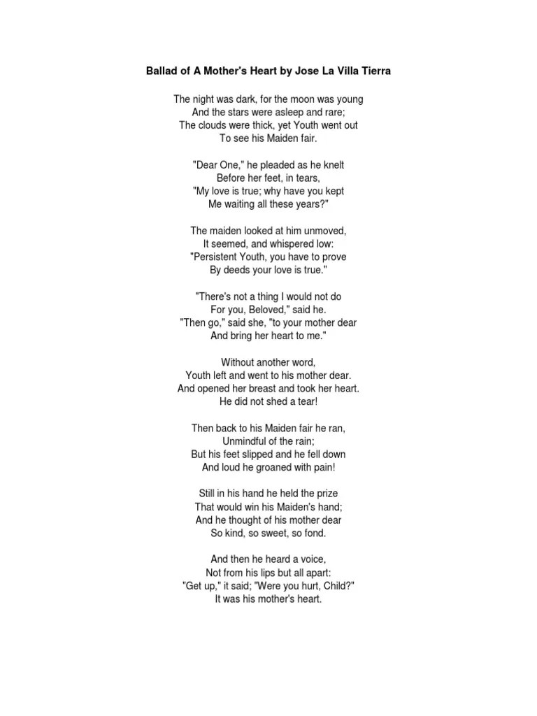 Ballad of a Mother's Heart (Verse Choir Piece)