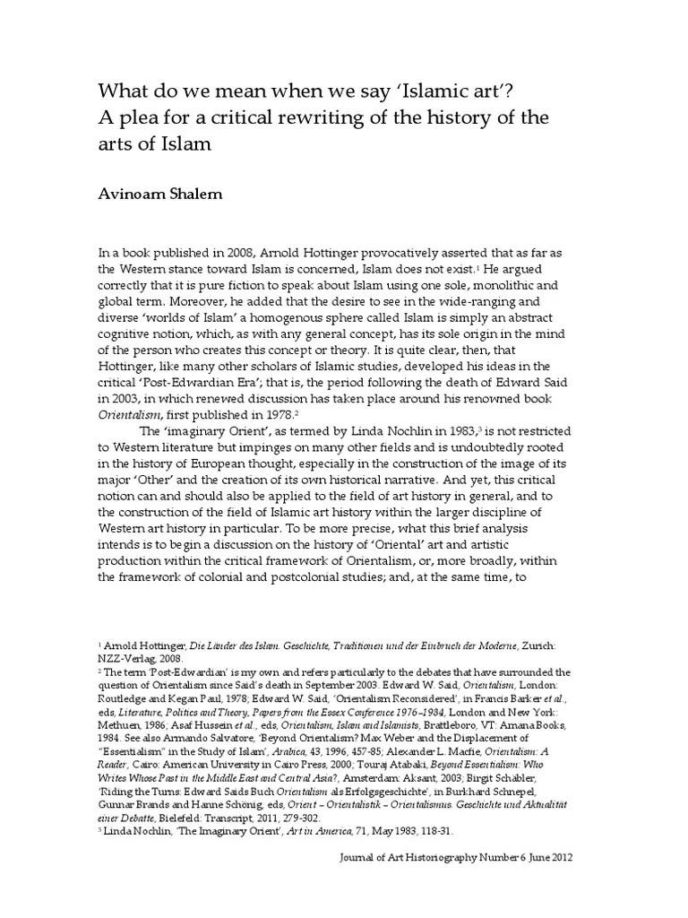 AvinoamWhat do we mean when we say Islamic art A plea for a critical