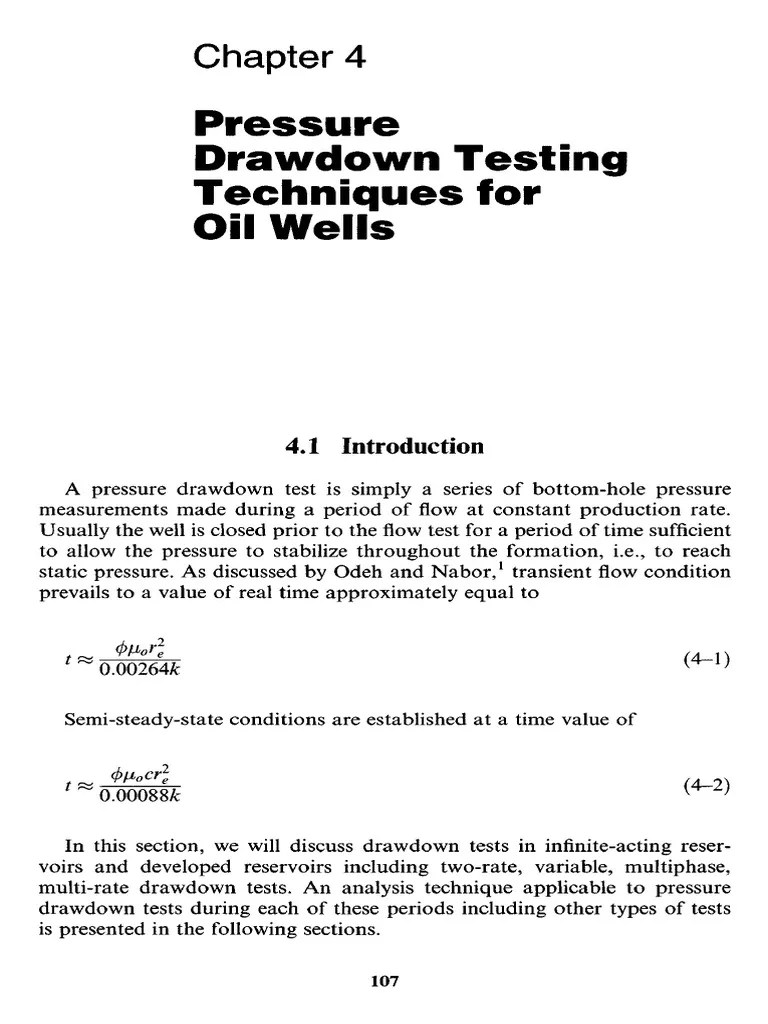4. Pressure Drawdown Testing Techniques for Oil Wells Logarithm
