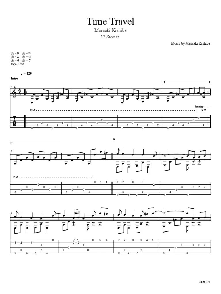 Masaaki Kishibe Time Travel guitar tab sheet