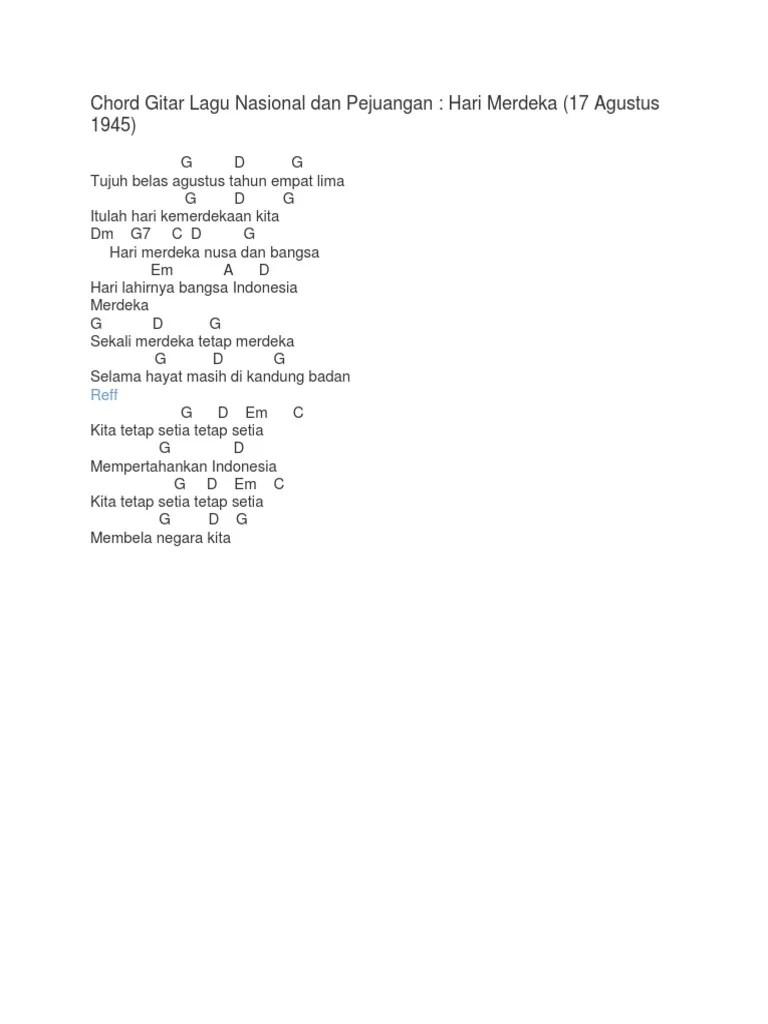 Kumpulan Chord Lagu Wajib Indonesia