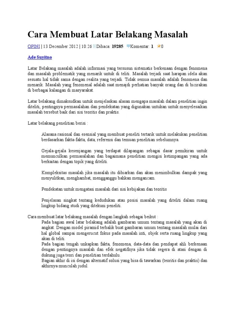 Cara Membuat Latar Belakang Masalah | Pdf