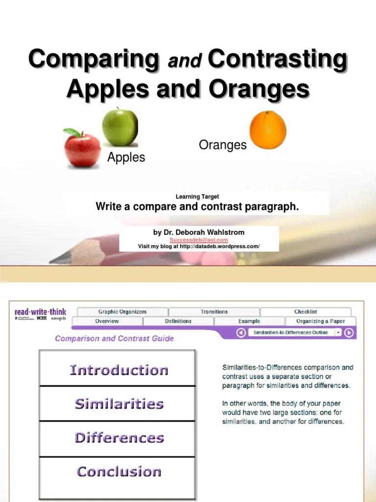 Compare and Contrast Apples to Oranges Orange (Fruit) Apple