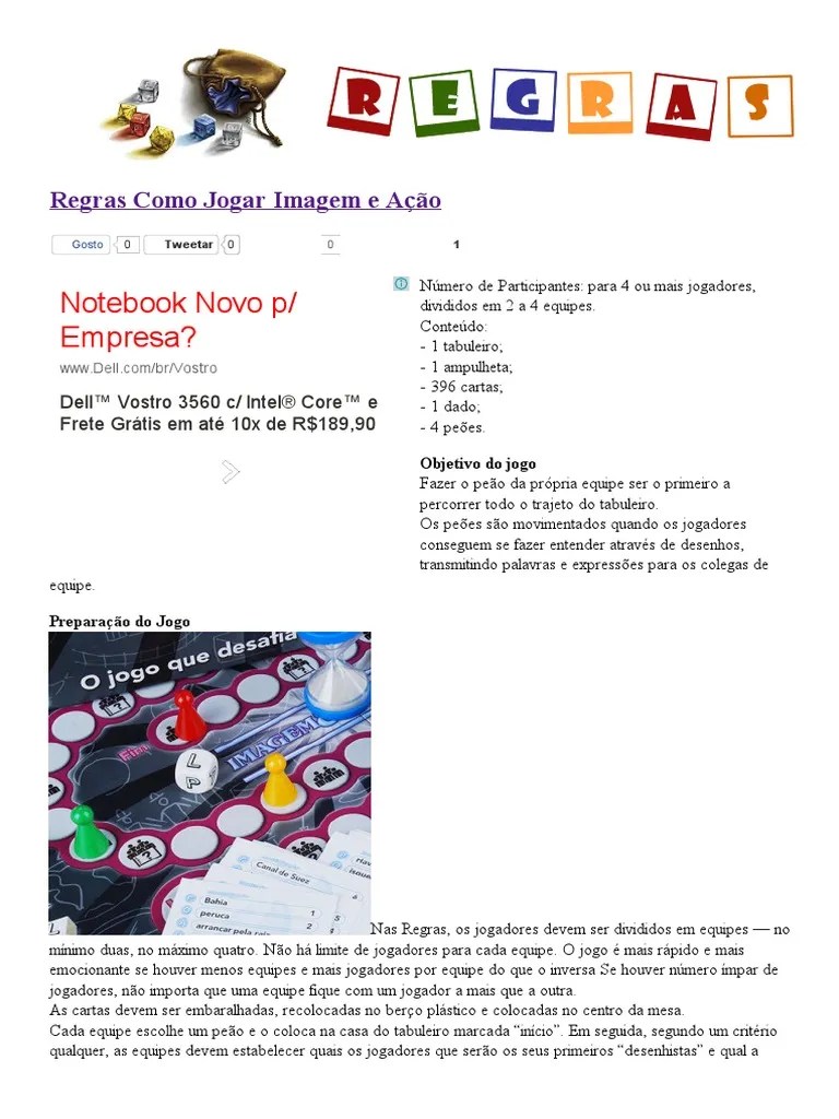 Regras Como Jogar Imagem e Ação _ Regras Dados Tempo