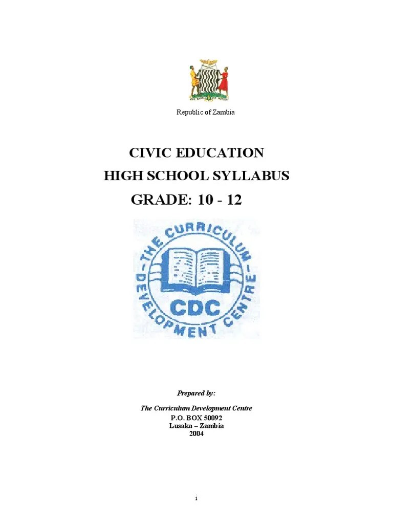 Civic Education Syllabus Grade 1012 Governance Human Rights