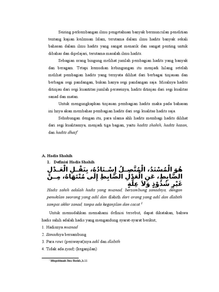 Contoh Hadits Shahih Lidzatihi