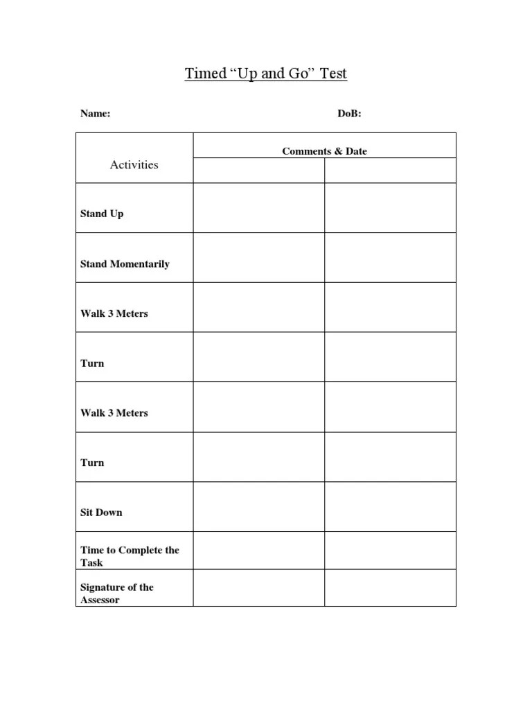 Timed Up and Go Test (TUG) Medical Specialties Clinical Medicine