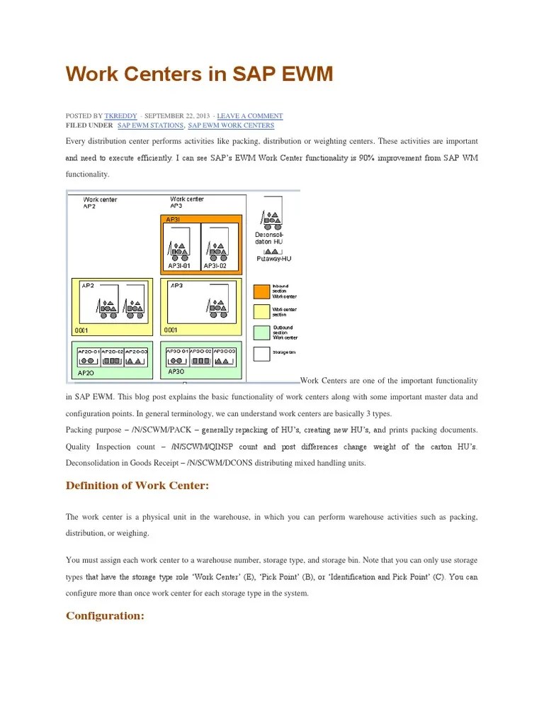 Work Centers in SAP Ewm PDF Warehouse Information Technology