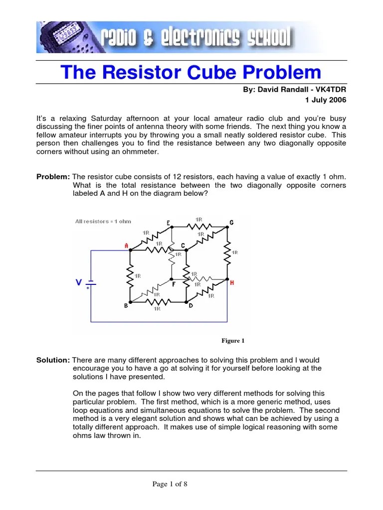 Resistor Cube Problem Resistor Electrical Resistance And Conductance
