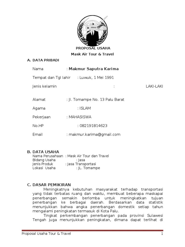 Contoh Proposal Kerjasama Tour And Travel Aneka Contoh