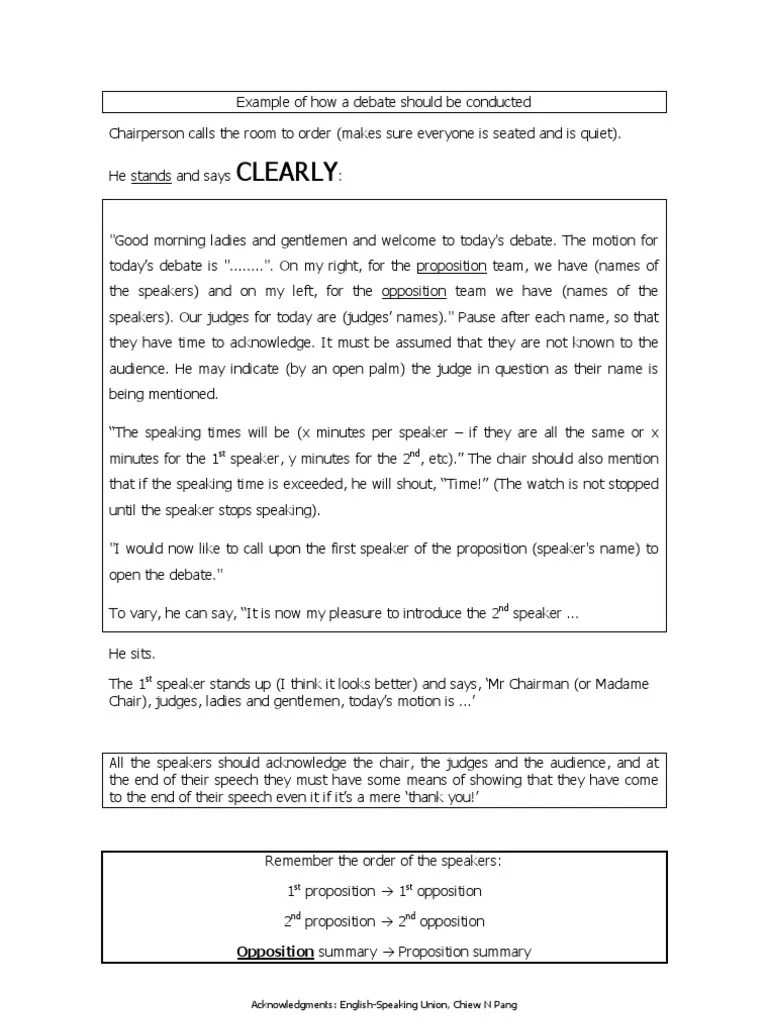 DebateExample of How a Debate Should Be Conducted Communication