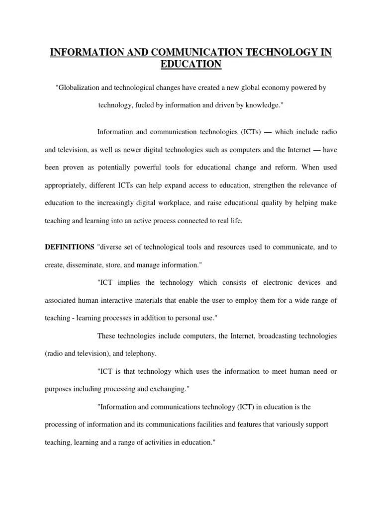 Information and Communication Technology in Education PDF