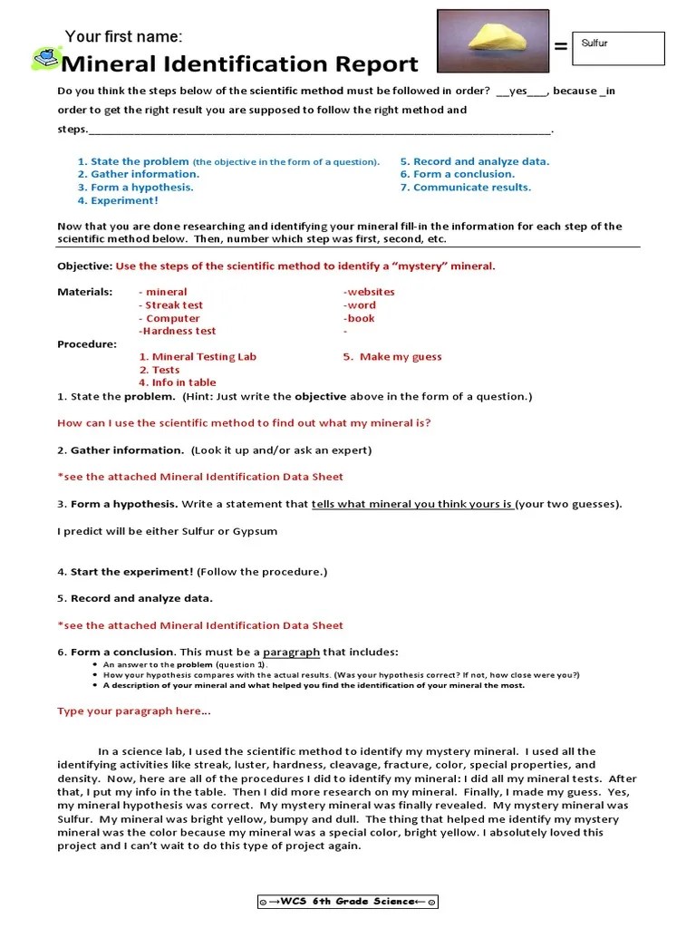 ID Mineral Scientific Method Lab Report 2.docx Scientific Method