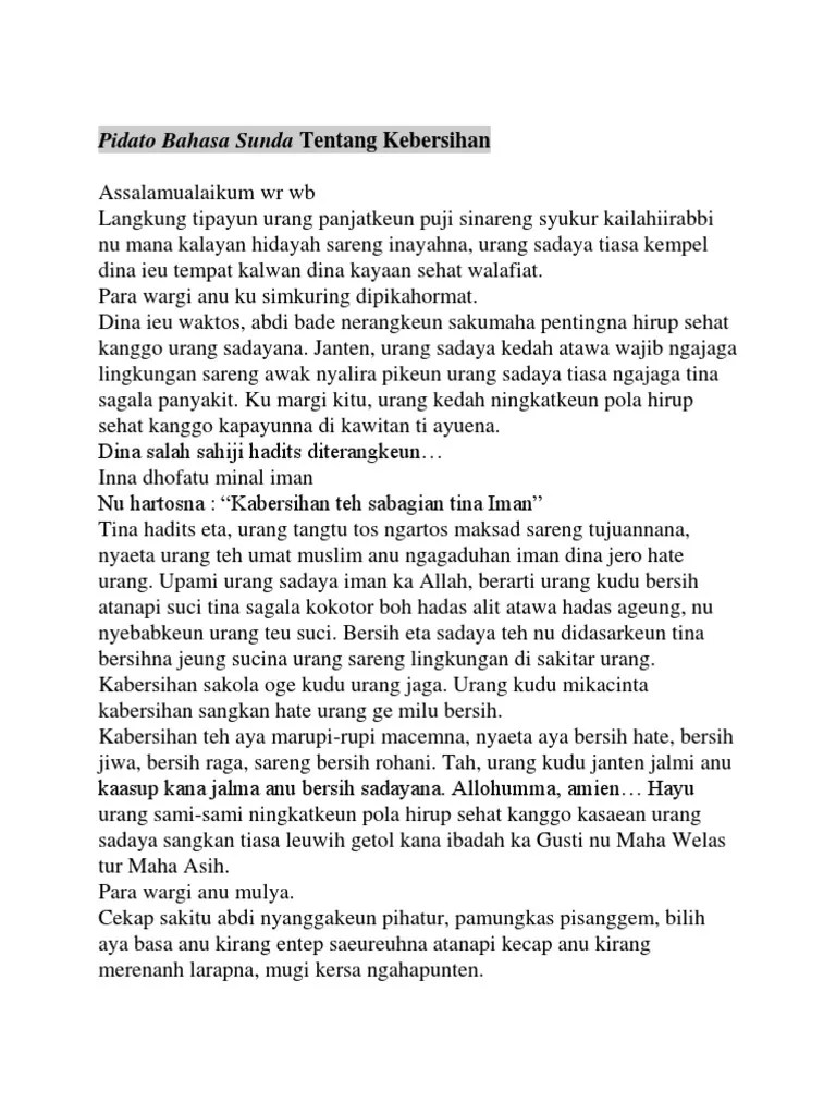Pidato Bahasa Sunda Tentang Kebersihan Yang Panjang