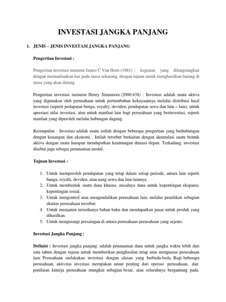 Investasi Jangka Panjang | PDF