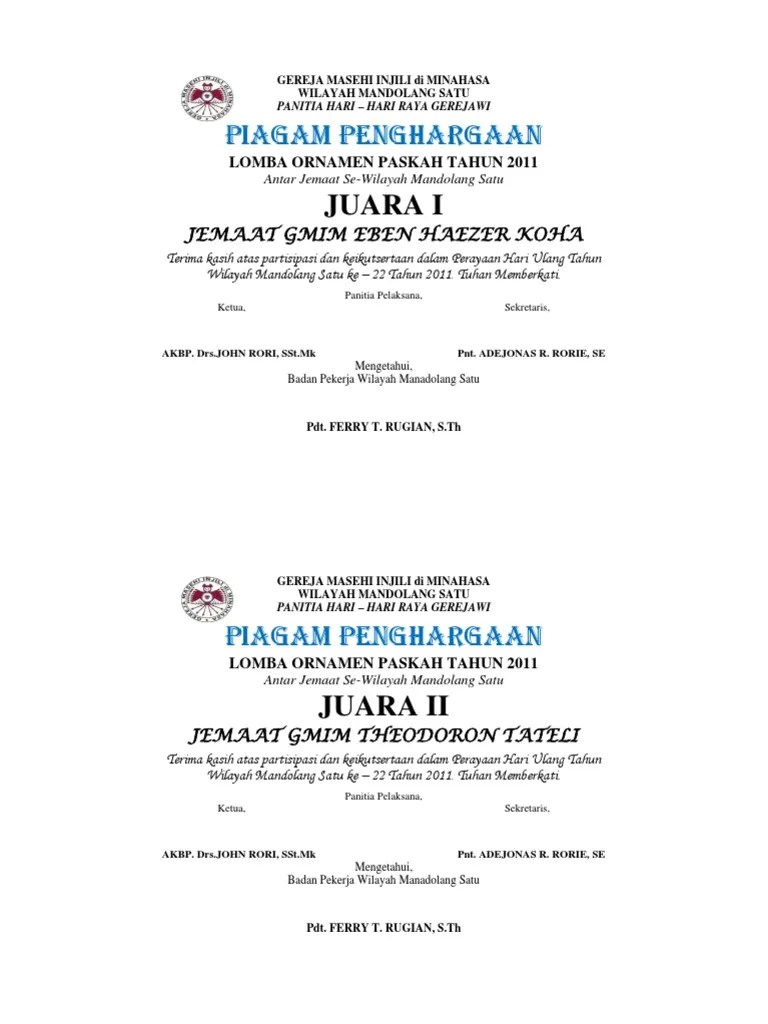 Format Piagam Baru | PDF