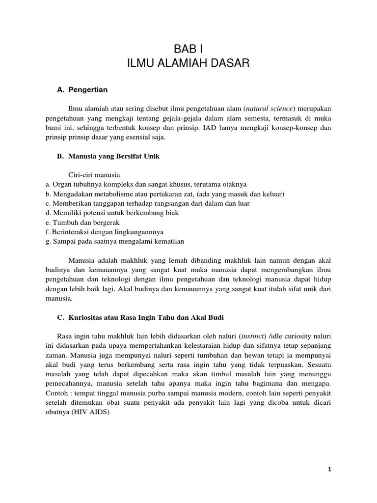 Materi Ilmu Alamiah Dasar Semester 1 Terkait Ilmu