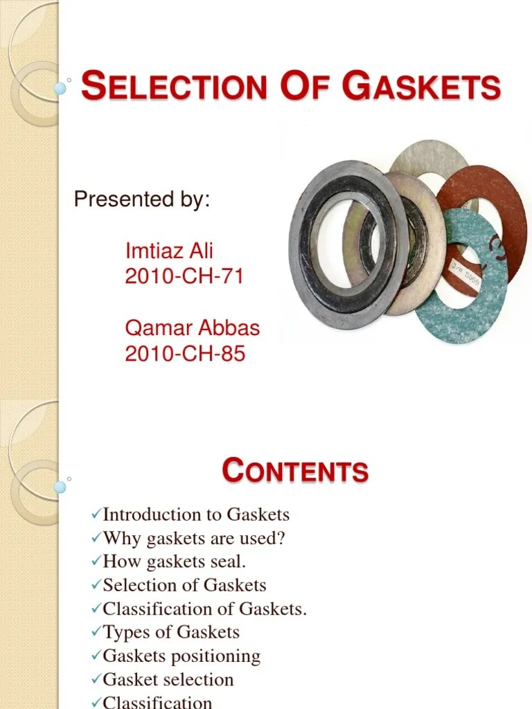 Selection of Gaskets PDF Applied And Interdisciplinary Physics
