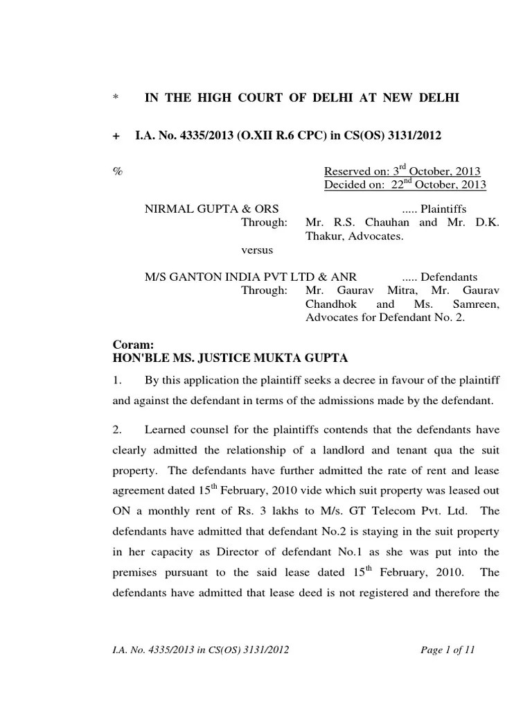 Eviction Judgment Lease LandlordTenant Law