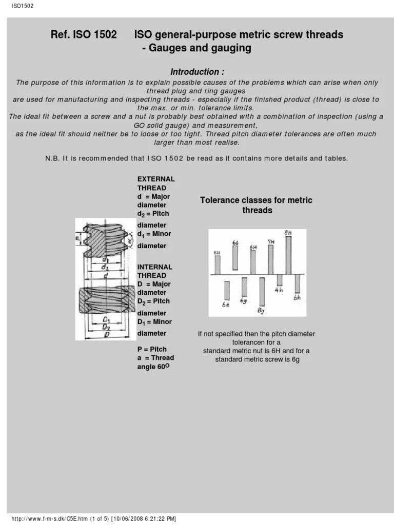 thread gauge ISO1502.pdf Engineering Tolerance Screw