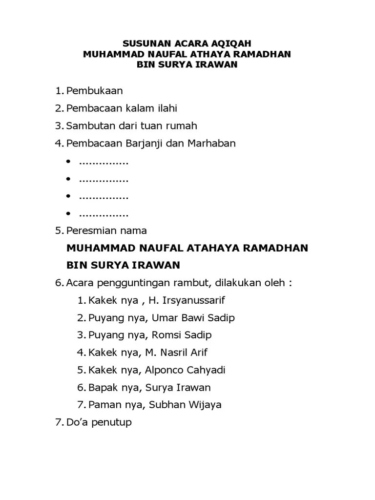 Contoh Kata Sambutan Tuan Rumah Dalam Acara Aqiqah
